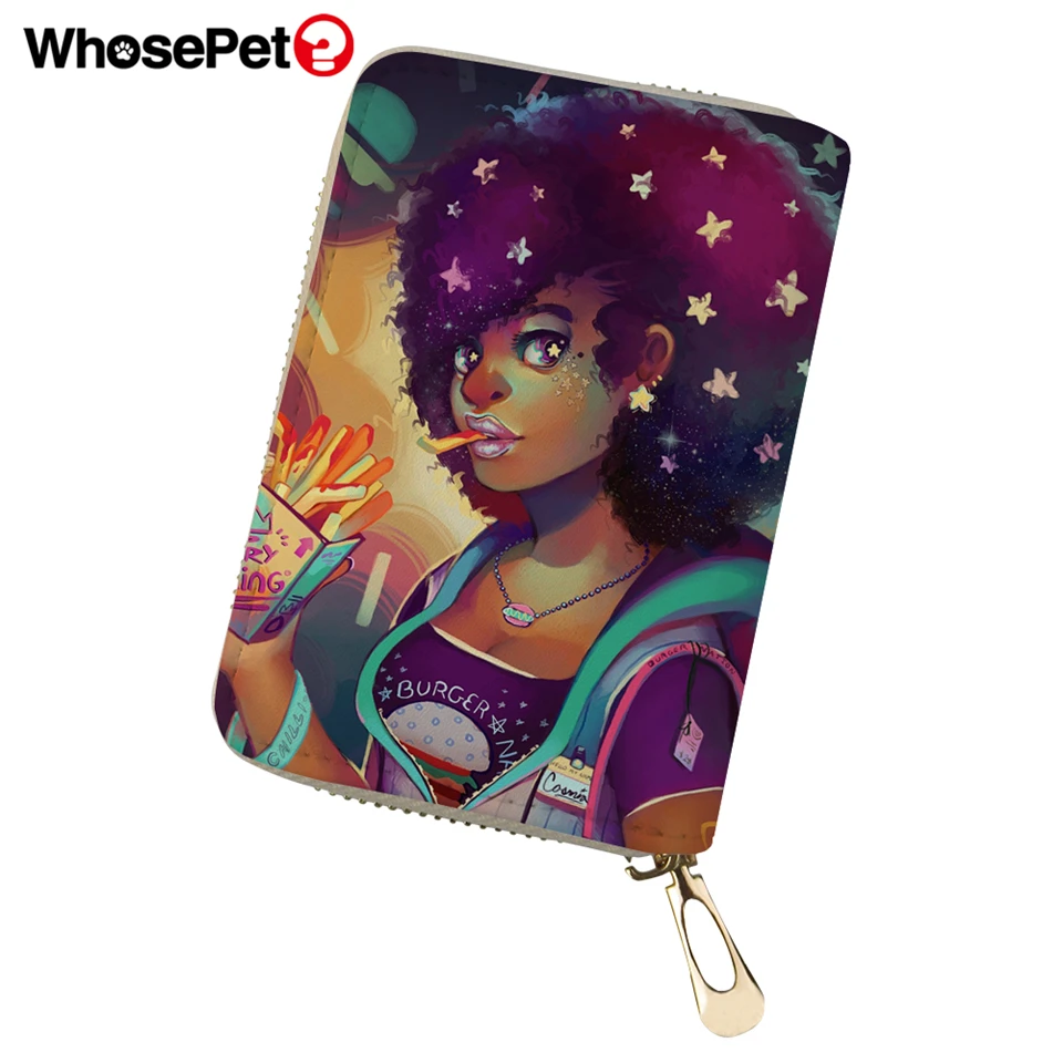 WHOSEPET African Girls Prints Women PU Leather ID Card Cover Mini Business Holder for Ladies Travel Wallet Case Coin Purse | Багаж и сумки