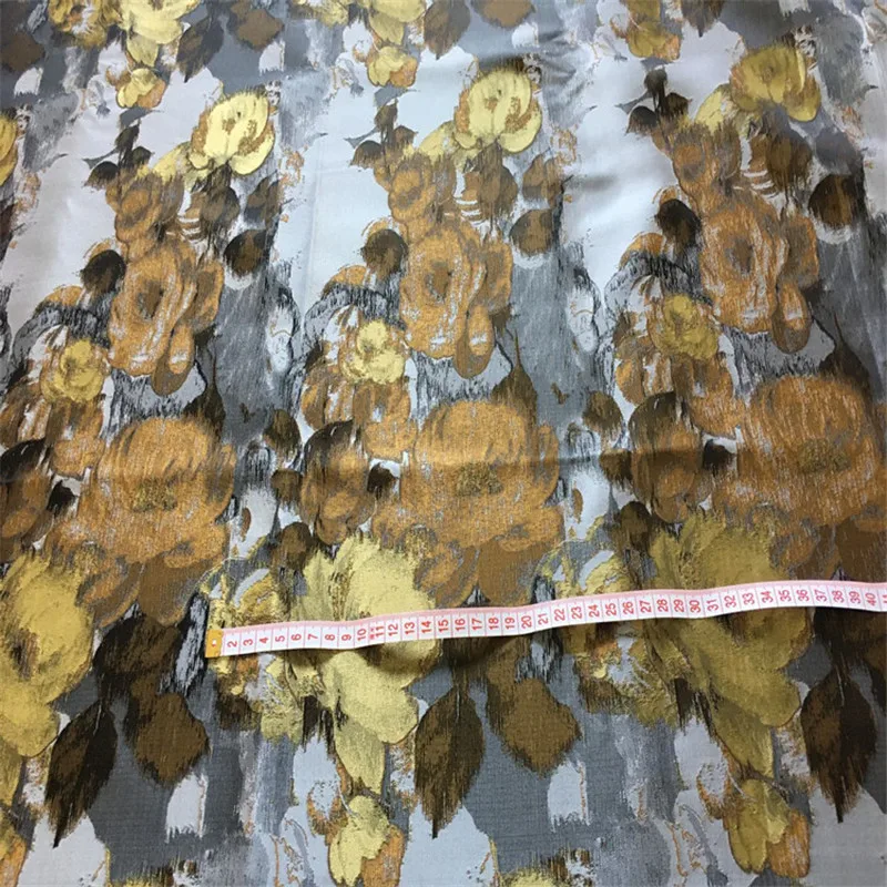 1 метр цветочный жаккард Brodace ткань 65 "широкий золотой полиэстер материал шитье