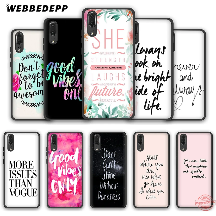 WEBBEDEPP пословица фраза девиз Good Vibes Only Love мягкий чехол для Huawei P8 P9 P10 P20 P30 Lite Pro 2017 2018