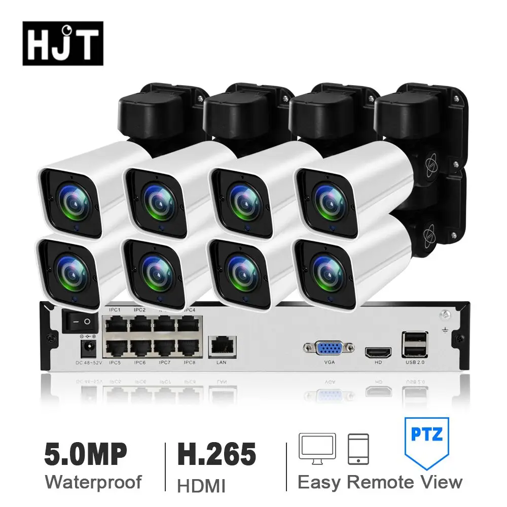 HJT H.265 5.0MP PTZ IP Cmaera 4CH 8CH POE 4X Zoom NVR CCTV камера ночного видения Обнаружение движения