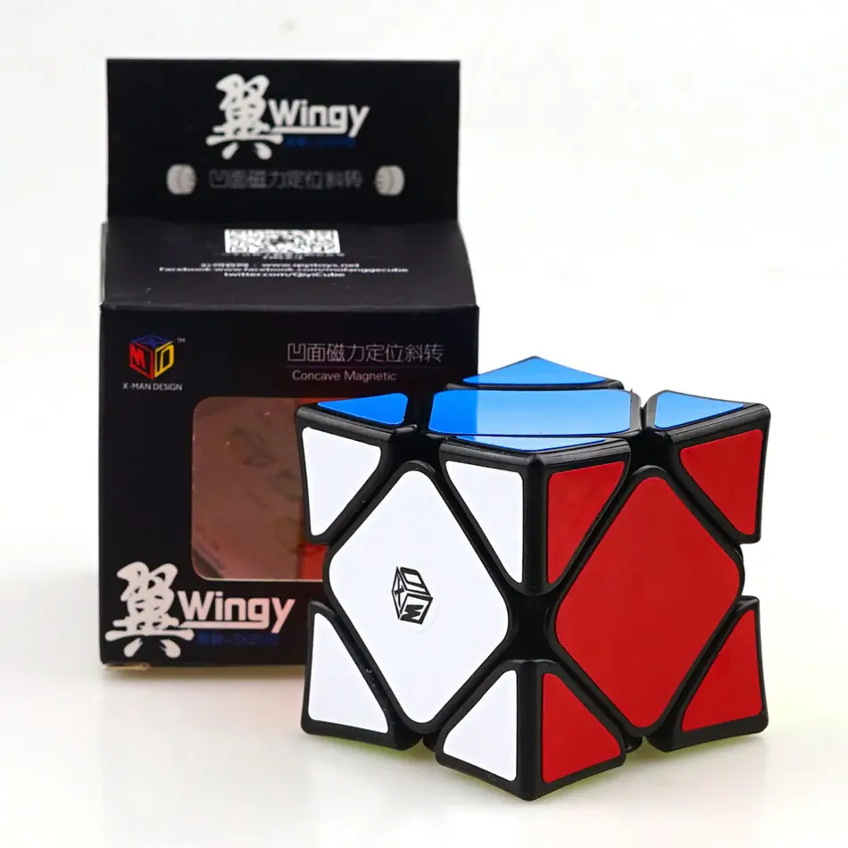 Qiyi X-Man кубик рубика дизайн Wingy магнитный кубик-головоломка 3x3 вогнутая детская головоломка-кубик магнитная система позиционирования профессиональная головоломка игрушки подарок - Цвет: Black