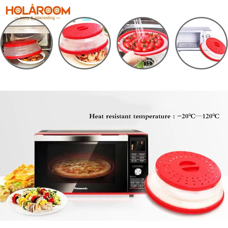 Holaroom Силиконовый складной чехол для микроволновой печи крышка складное блюдо