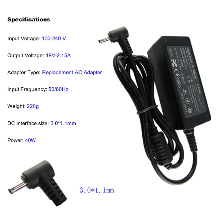 JIGU 19V 2.15A 40W Ноутбук AC адаптер питания зарядное устройство для Samsung NP305U1A NP530U3B