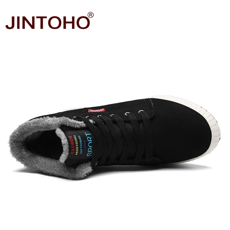 Новинка 2018 Мужская зимняя обувь JINTOHO модные кожаные мужские ботинки брендовая