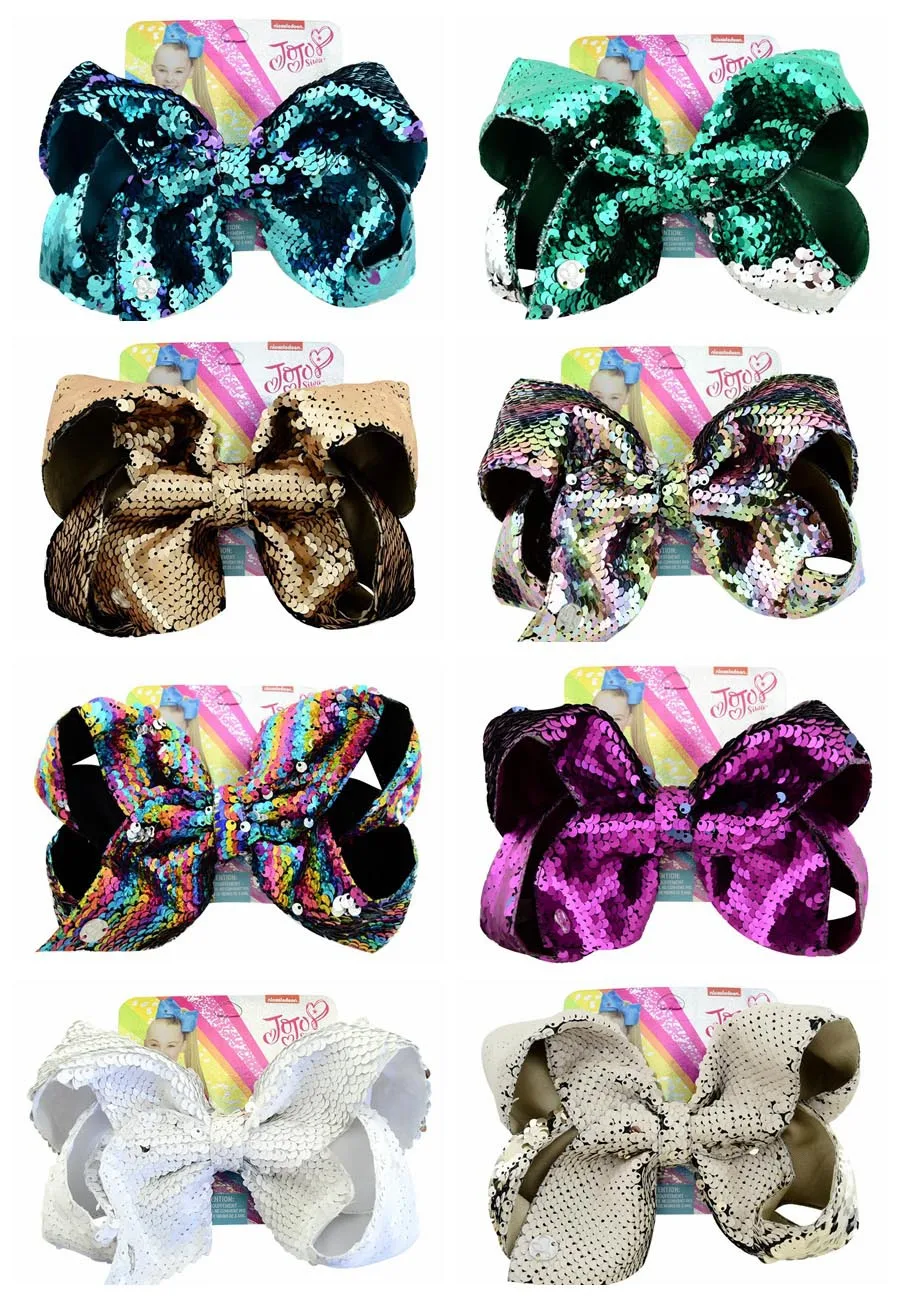 Заколки для волос девочек 8-дюймовая двухсторонняя заколка с блестками и бантом