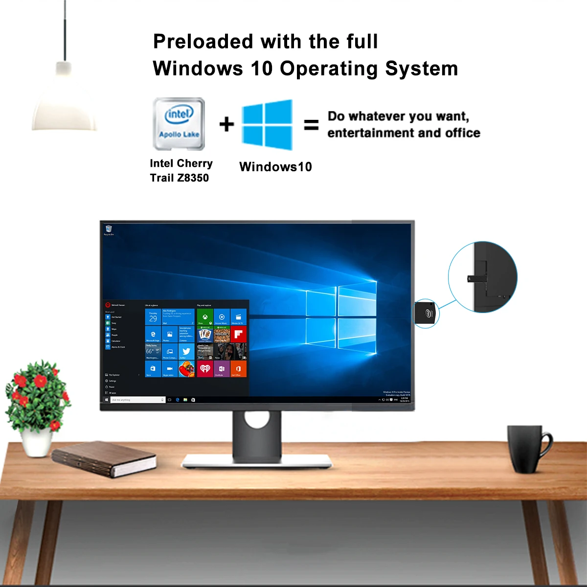 T6 Intel мини ПК официальный ОС Windows 10 Мини четырехъядерный процессор Atom X5 Z8350 2 ГБ/32 Гб