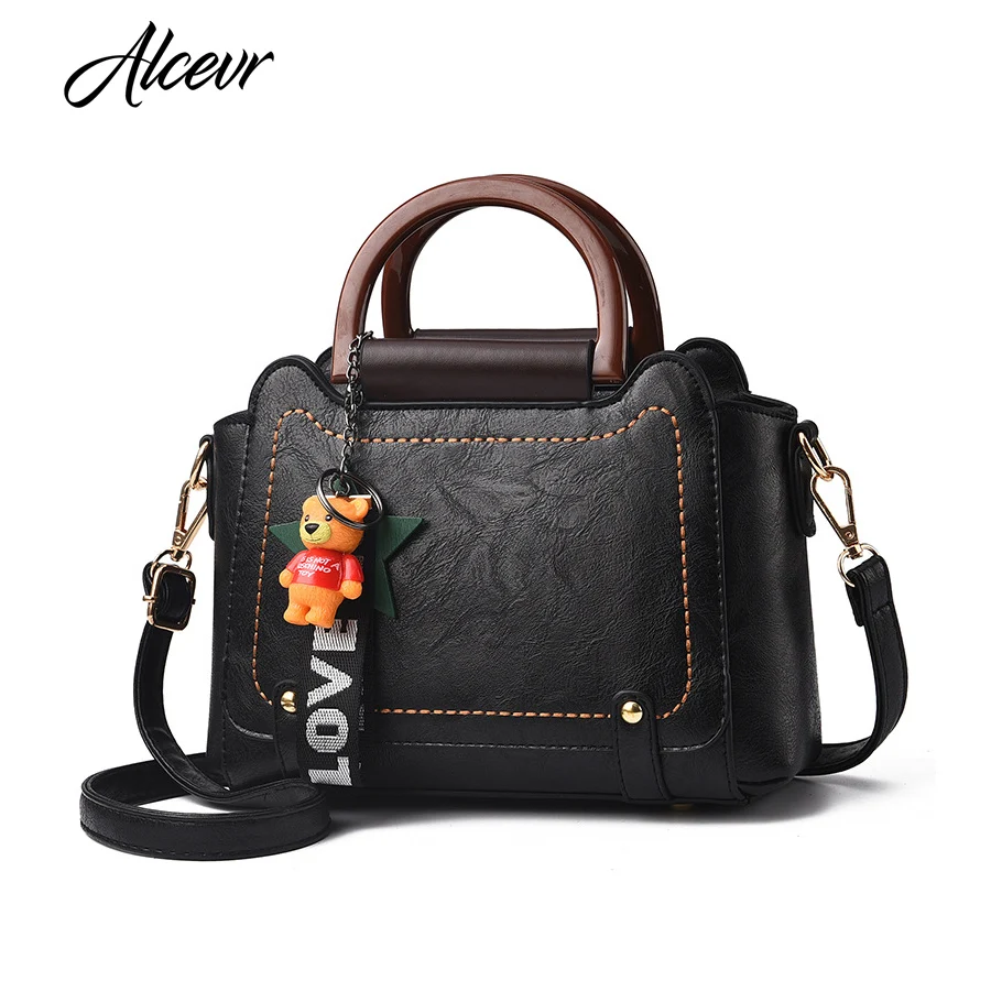 ALCEVR Solid Fashion Casual Totes Doll Hanging Satchels Women Handbag Hard Pu Leather Crossbody Bags Bolsa Feminina | Багаж и сумки