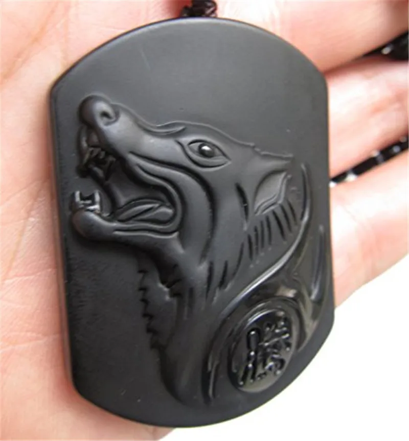 100% новинка натуральный черный обсидиан камень резная воющая подвеска в виде