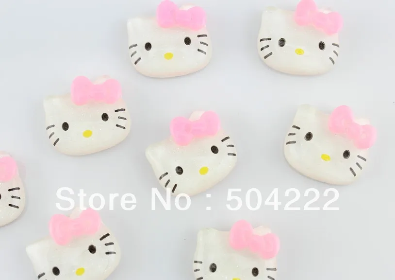 

100pcs medium glitter 3D Kitty head Cabochons (25mm) Cell phone decor, hair accessory, embellishment, DIY project supply