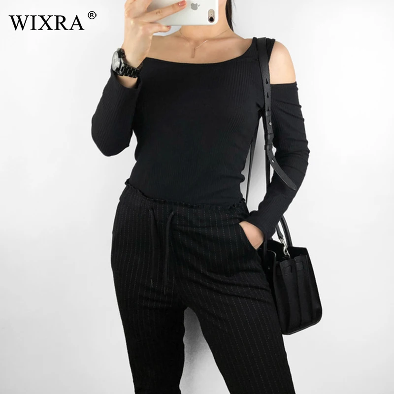 Wixra хит 2019 сексуальные футболки с длинным рукавом и открытыми плечами