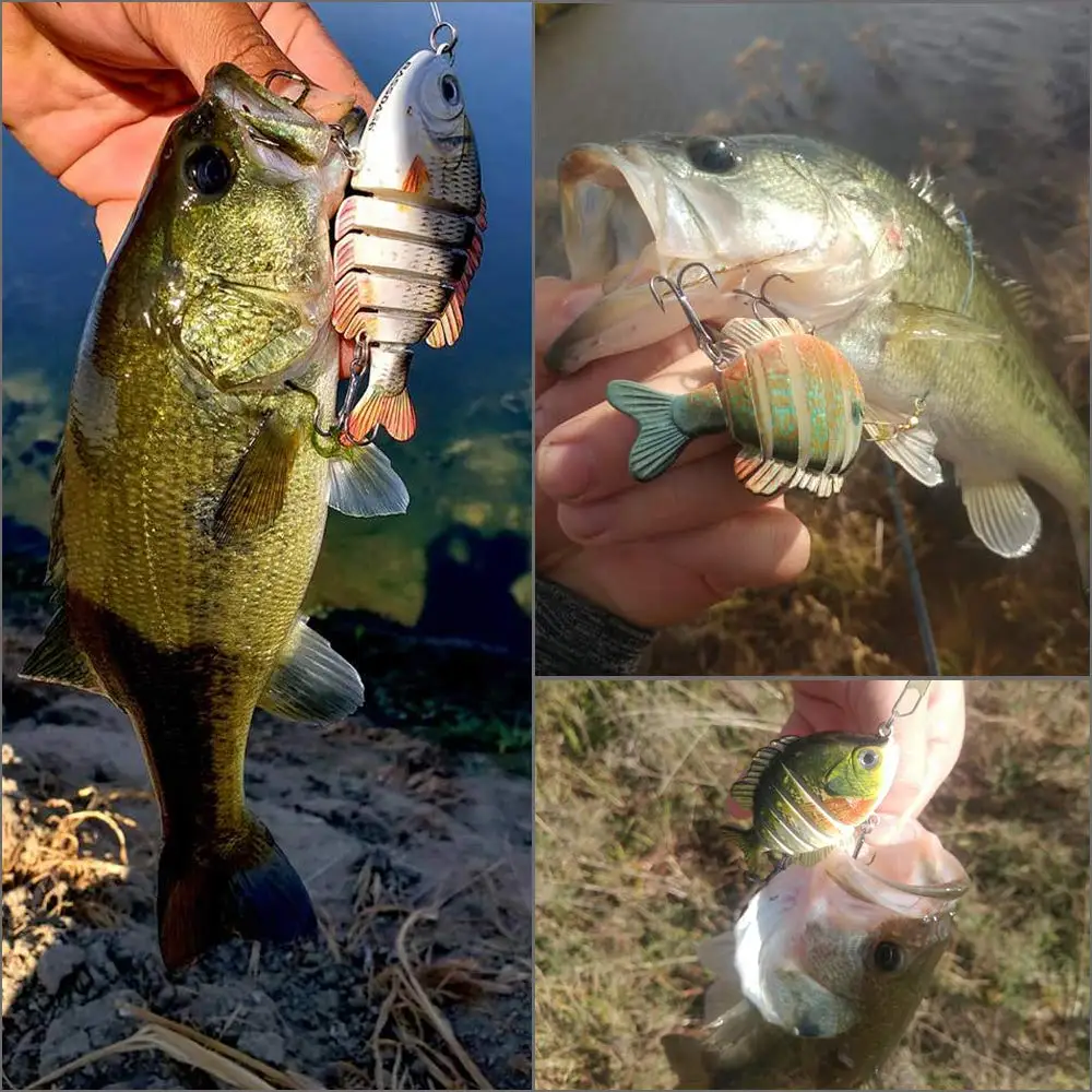 Bassdash SwimPanfish Multi Jointed Panfish Bluegill Swimbaits Topwater Hard Bass Fishing Crank Lure 24g/8.8cm 4 Colors|Наживки для