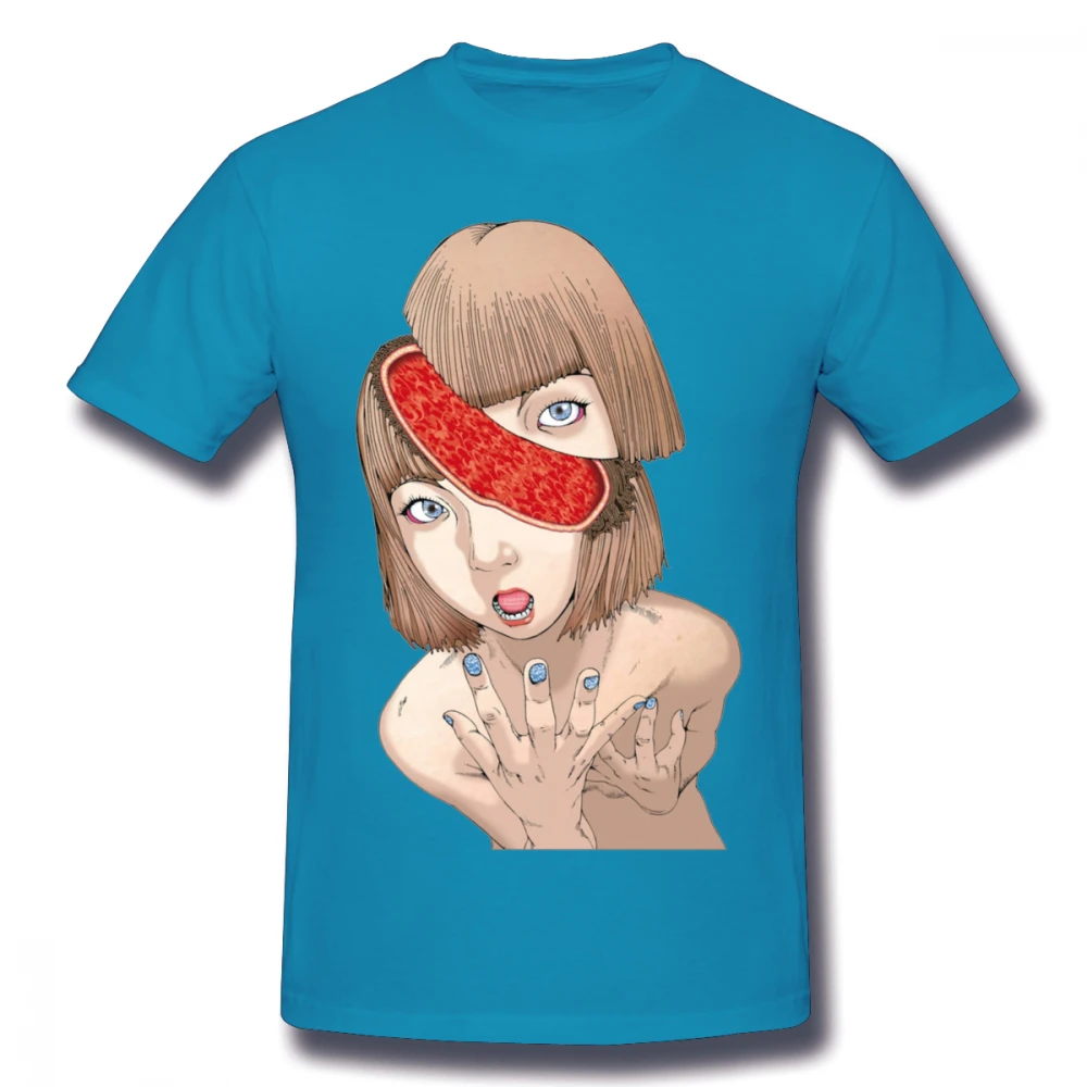 Королевский синий Мужская футболка Shintaro Kago Fraction, качественная футболка Manga Junji Ito с круглым вырезом,, Camiseta - Цвет: Королевский синий