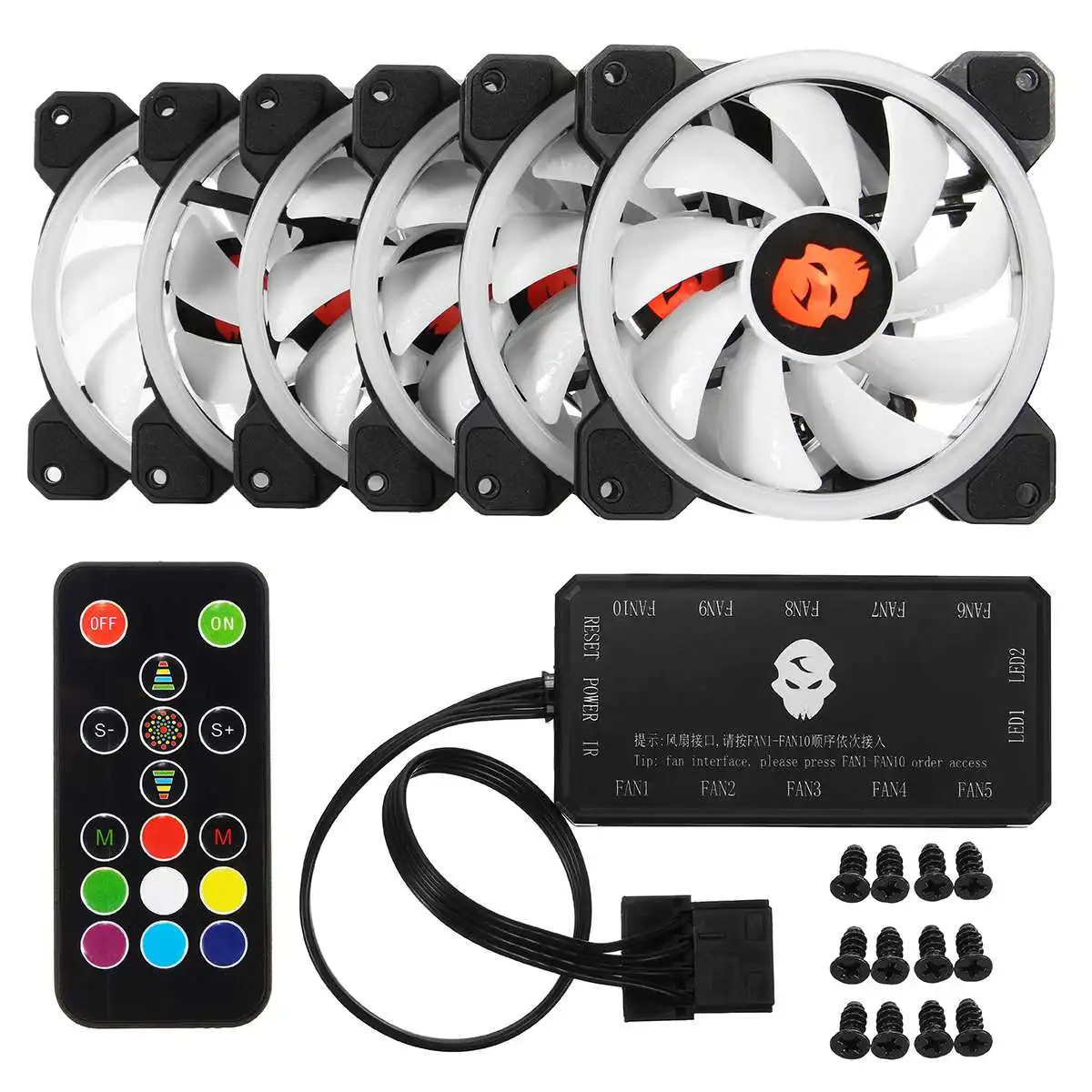 six Несколько 1/3/6 шт. RGB настроить светодиодный 120 мм компьютерный кулер вентилятор охлаждения для ПК для Процессор+ ИК-пульт дистанционного управления Управление+ цветная(RGB) Оперативная память охлаждения основа радиатора - Цвет лезвия: six