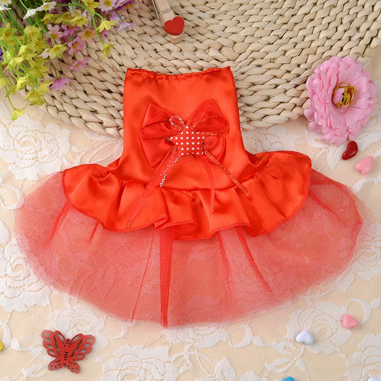 Spring and summer new teacup puppies milk dog wedding dress pettiskirt puppy clothes pet princess skirt |