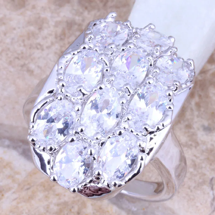 Женское кольцо с покрытием из серебра и белого циркона Размер 6 / 7 8 9 R1274|bag sack|bag in box