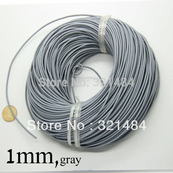 

Gray colored 100m guniune real round leather cord 1mm leather strings ropes for jewelry beads making supplies