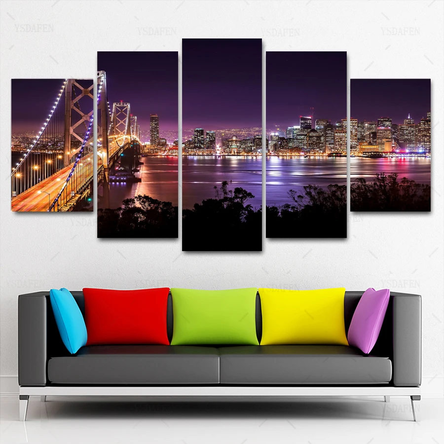 

Op de muur HD print olieverf modulaire foto Scenery poster kind room decor woondecoratie 5 stks canvas art z156