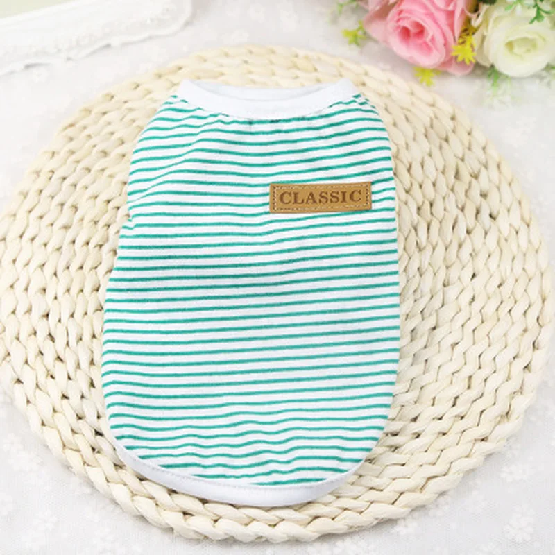 Новая полосатая футболка для домашних животных мягкий хлопковый жилет одежда