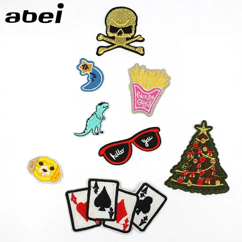 Вышитая искусственная кожа Железный на черепе динозавр одежда джинсы значок для