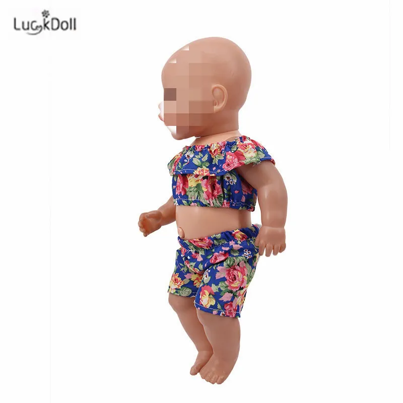 LUCKDOLL цветок короткий рукав шорты комплект подходит 18 дюймов Американский 43 см BabyDoll одежда аксессуары, игрушки для девочек, поколение, день рождения Gif
