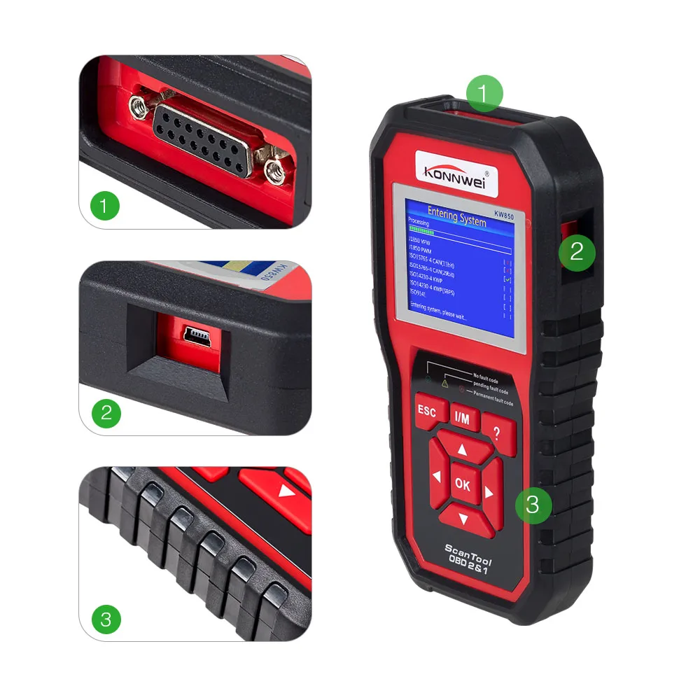KONNWEI KW850 полный OBD2 автомобильный диагностический инструмент KW 850 OBDII Авто сканер PK AD410 NT301 обновление бесплатно на ПК с RU/UK/BR склад