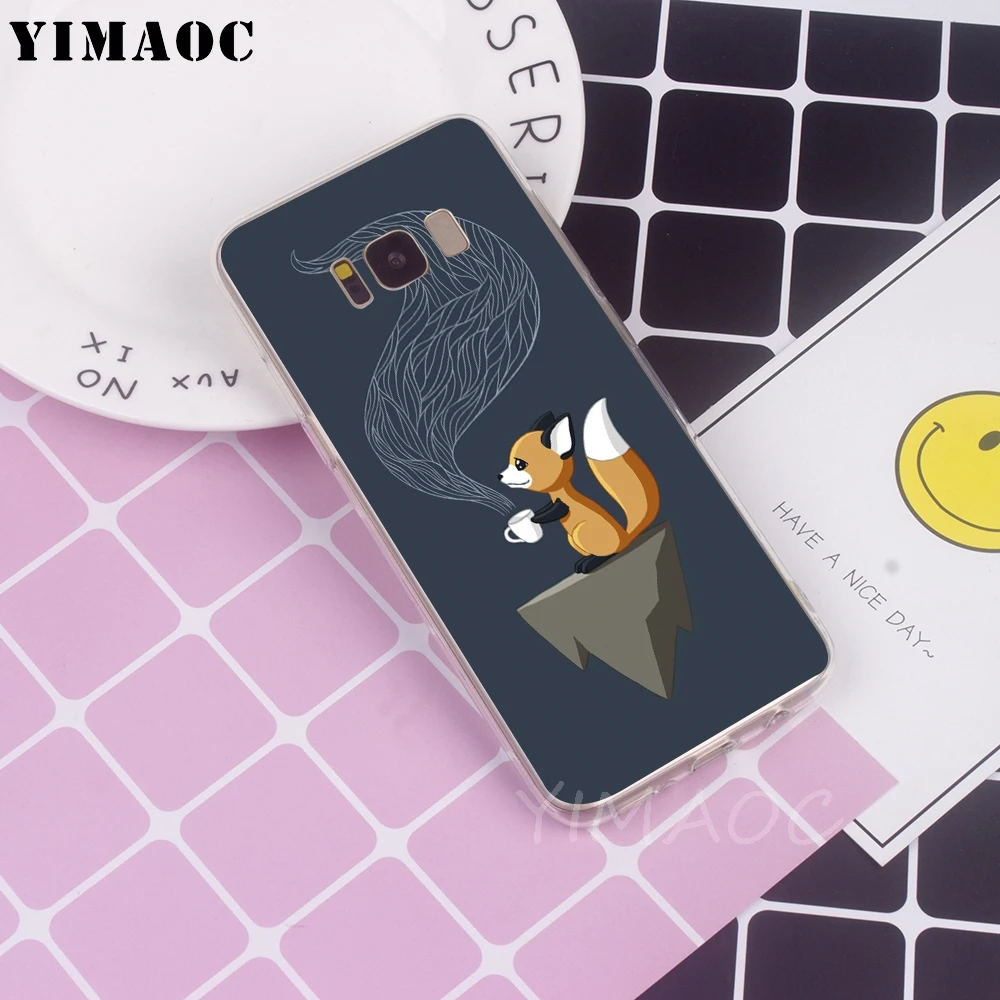 Мягкий ТПУ чехол YIMAOC ovely Animal Fox для Galaxy j3 j5 j6 j7 A5 2016 2017 A6 A9 2018 Note 8 9 S7 edge S8 S9 S10 Plus S10e |