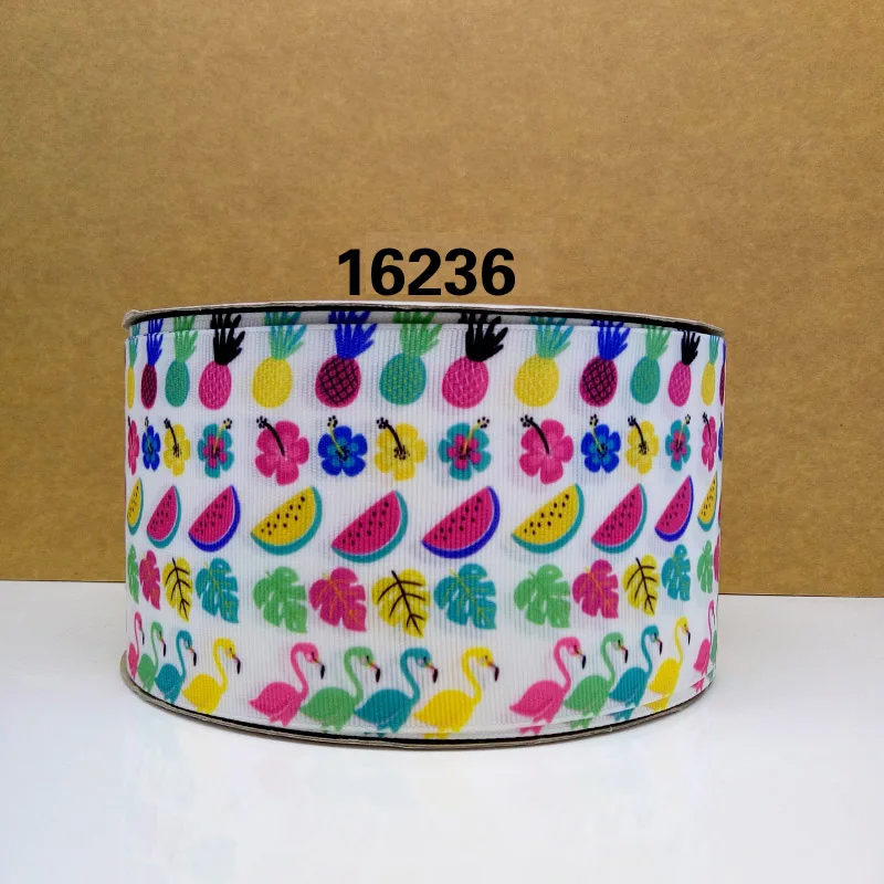 50 ярдов Ананасовый напечатанный grosgrain ленты 16273 - Цвет: 16236
