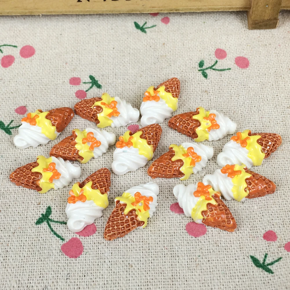 

10Pieces Flat Back Resin Cabochon Miniature Food Cake DIY Flatback Embellishment Accessories Scrapbooking Decoration:12*22mm