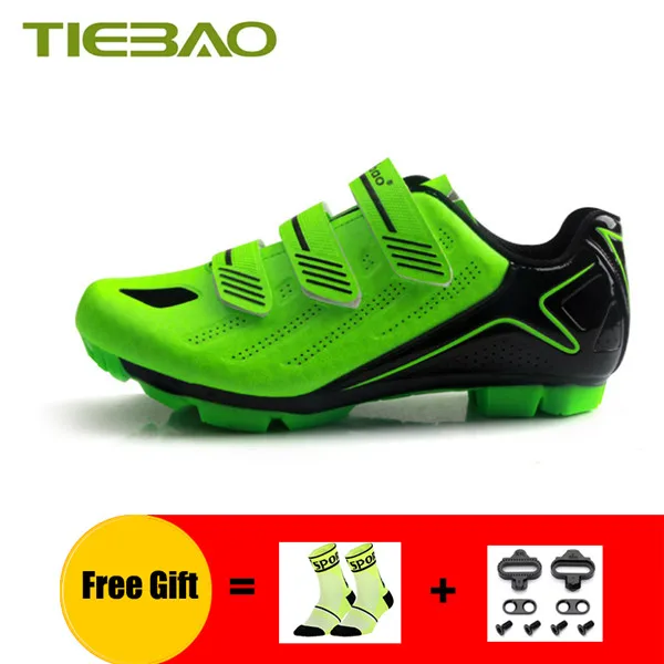 Package 3 for green Tiebao/Обувь для горного велосипеда; коллекция года; велосипедные кроссовки; sapatilha ciclismo; mtb; SPD; обувь для езды на велосипеде; обувь с самоблокирующейся подошвой - Цвет: Package 3 for green