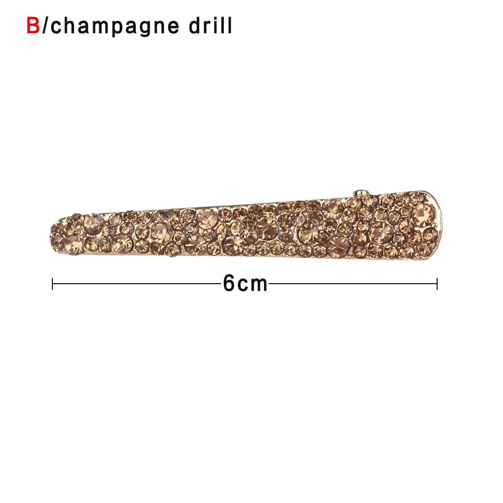 champagne drill Новинка! 1 шт. Bling кристалл шпильки заколка для волос головные уборы для женщин девочек булавки со стразами заколка ювелирные изделия для волос - Окраска металла: champagne drill