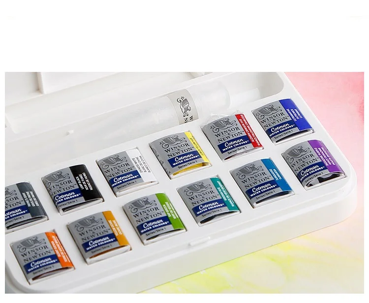 WINSOR& NEWTON Твердые акварельные краски 12 цветов с краской принадлежности художественные Кисти