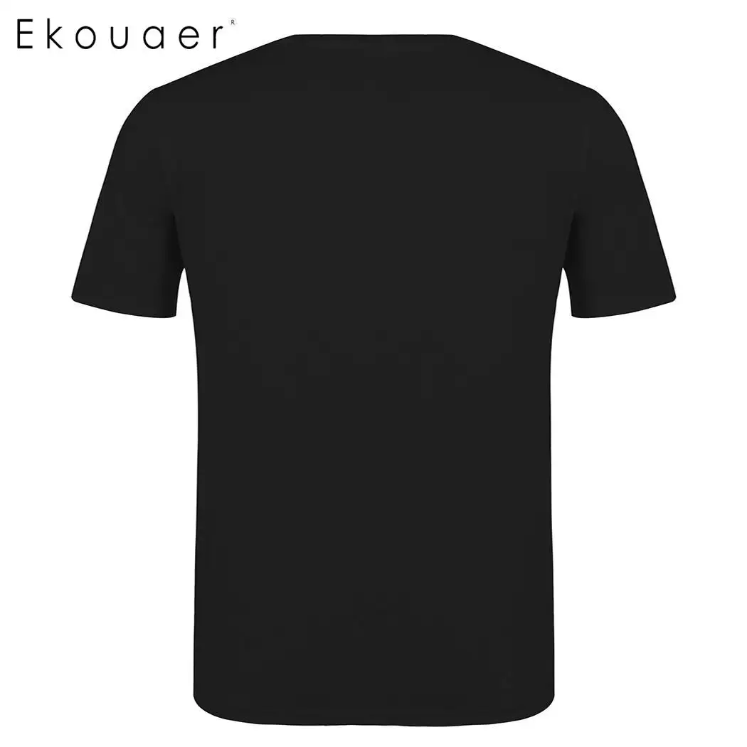 Ekouaer DIY Sleep Top Fit модный мужской повседневный с круглым вырезом короткий рукав