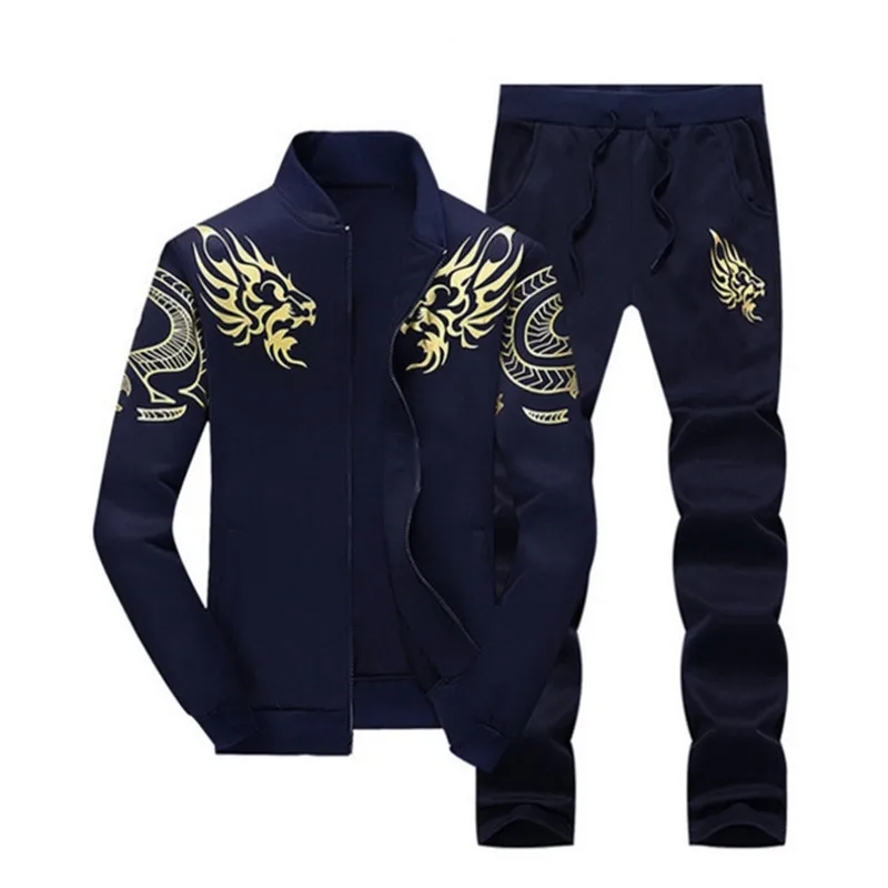 

Autumn Sporting Track Suit Male Fitness Stand Collar Sweatshirts Jacket+Pants Sets Mens Tracksuit Outwear Hoodie Set 2 Pieces