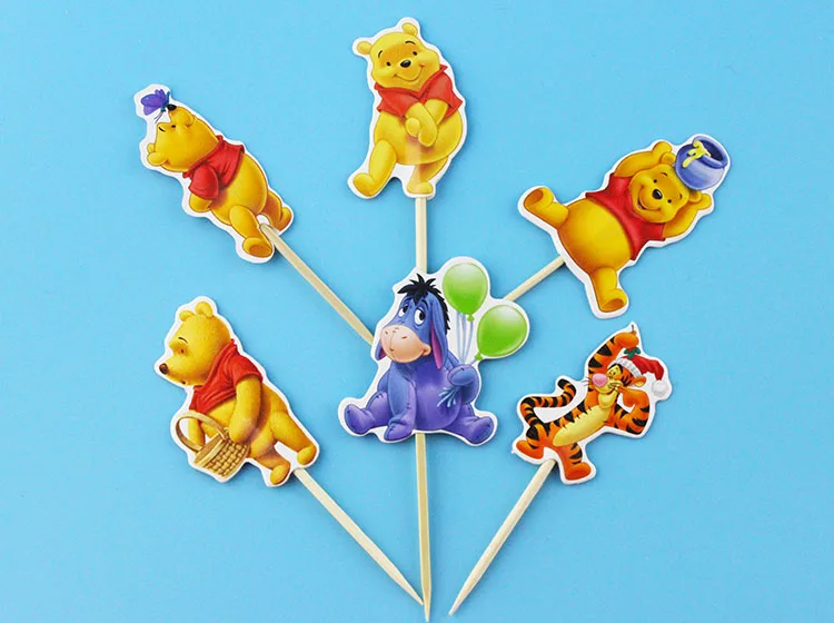 24 шт./лот мультфильм Винни Пух топперы событие для вечеринок кекс Топпер выбирает