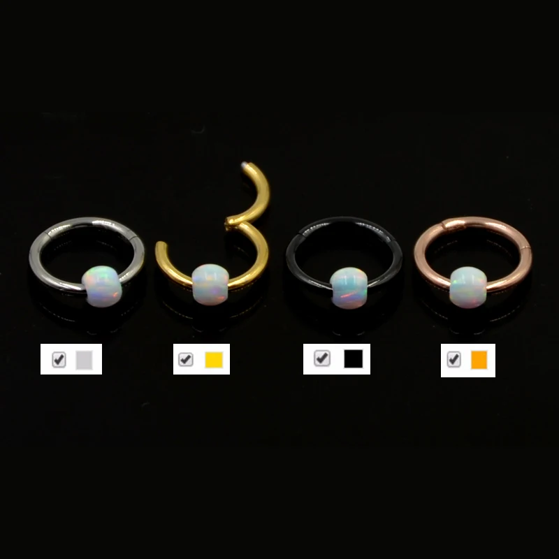 

Showlove-1pcs 16g Titanium&Opal Ball Septum Ring Body Piercing Jewelry