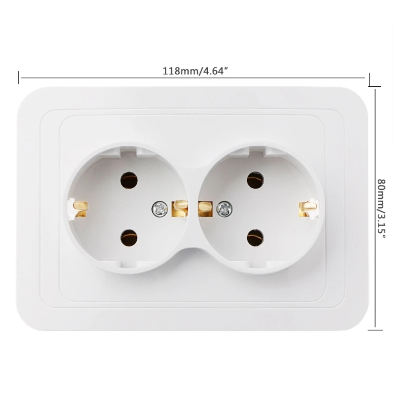 220V/16A 118x80mm EU двойная заземляющая розетка бытовая промышленная