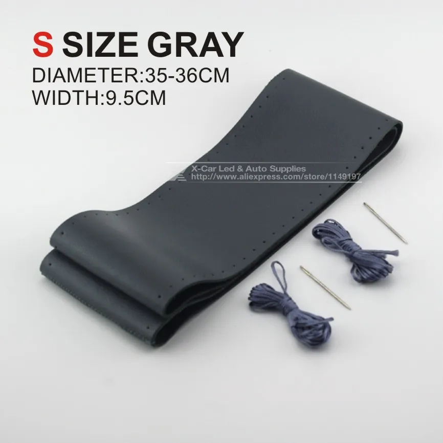 Gray S DIY, высокое качество, Натуральная Воловья кожа, чехол на руль, гоночный руль с иглами и резьбой, 3 цвета - Название цвета: Gray S