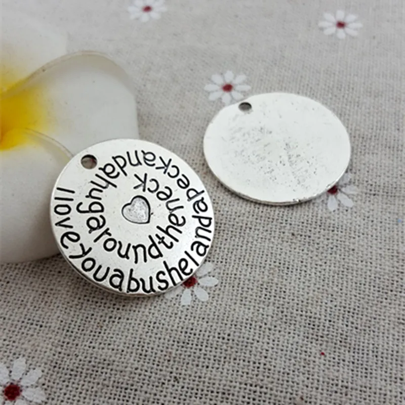 Винтажные Круглые Подвески Я тебя люблю бушля Пек и объятие вокруг шеи бусины для