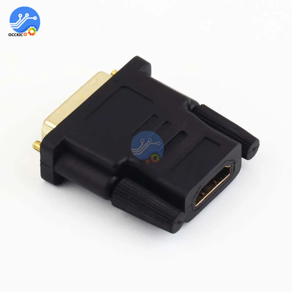 Переходник с DVI штекер на HDMI совместимый адаптер конвертер 24 Pin + 1 позолоченный 1080P