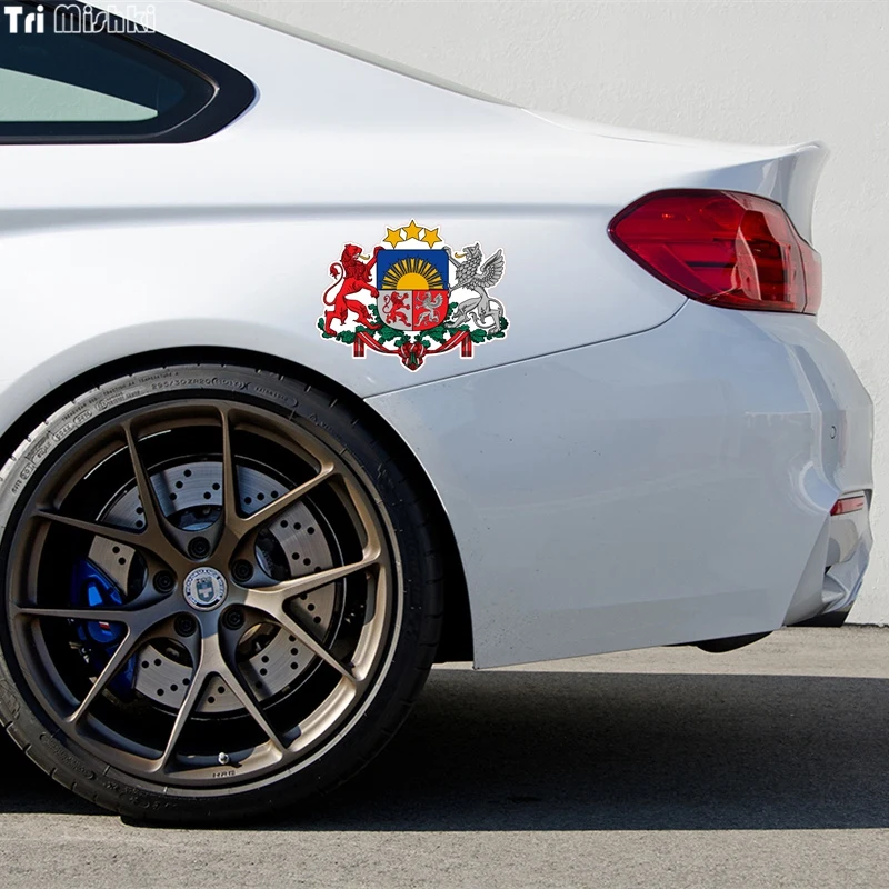 Tri Mishki WCS235 #17 5x14 см герб Латвия забавная наклейка для автомобилей красочные