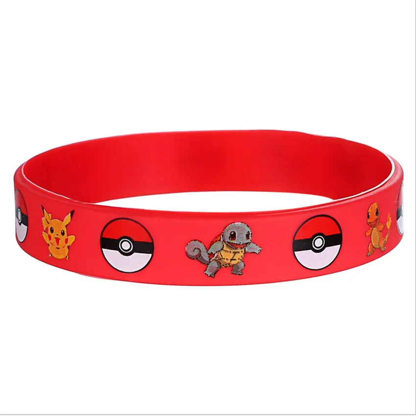 16 шт./лот, очаровательный игровой браслет, браслет Pokemon GO, силиконовые браслеты для мужчин и детей, черные резиновые браслеты для женщин, сувенирный подарок
