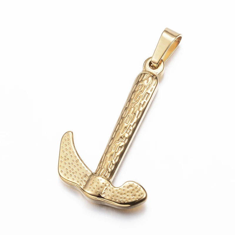 

5 pcs/lot 304 Stainless Steel Hammer Pendants for Fashion jewelry DIY making Necklace 34x22x4mm, Hole: 4x7mm F80