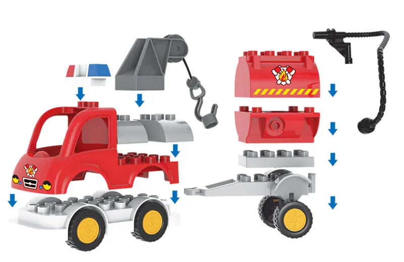 Большой размер 90 шт. пожарная станция модель двигателя строительные блоки