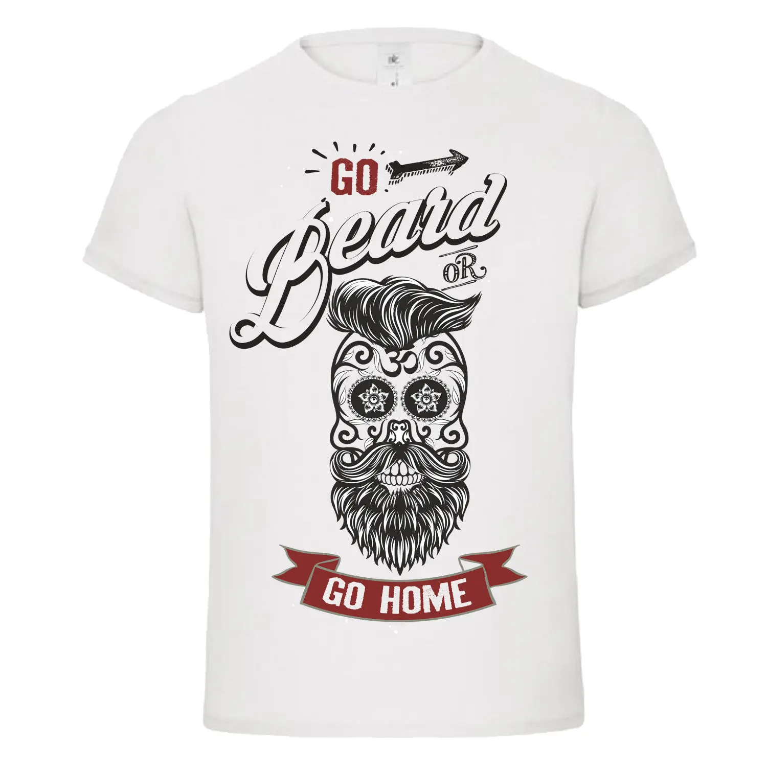 GO BEARD OR HOME 2 Парикмахерская футболка с татуировкой черепа и усов dtg новый дизайн