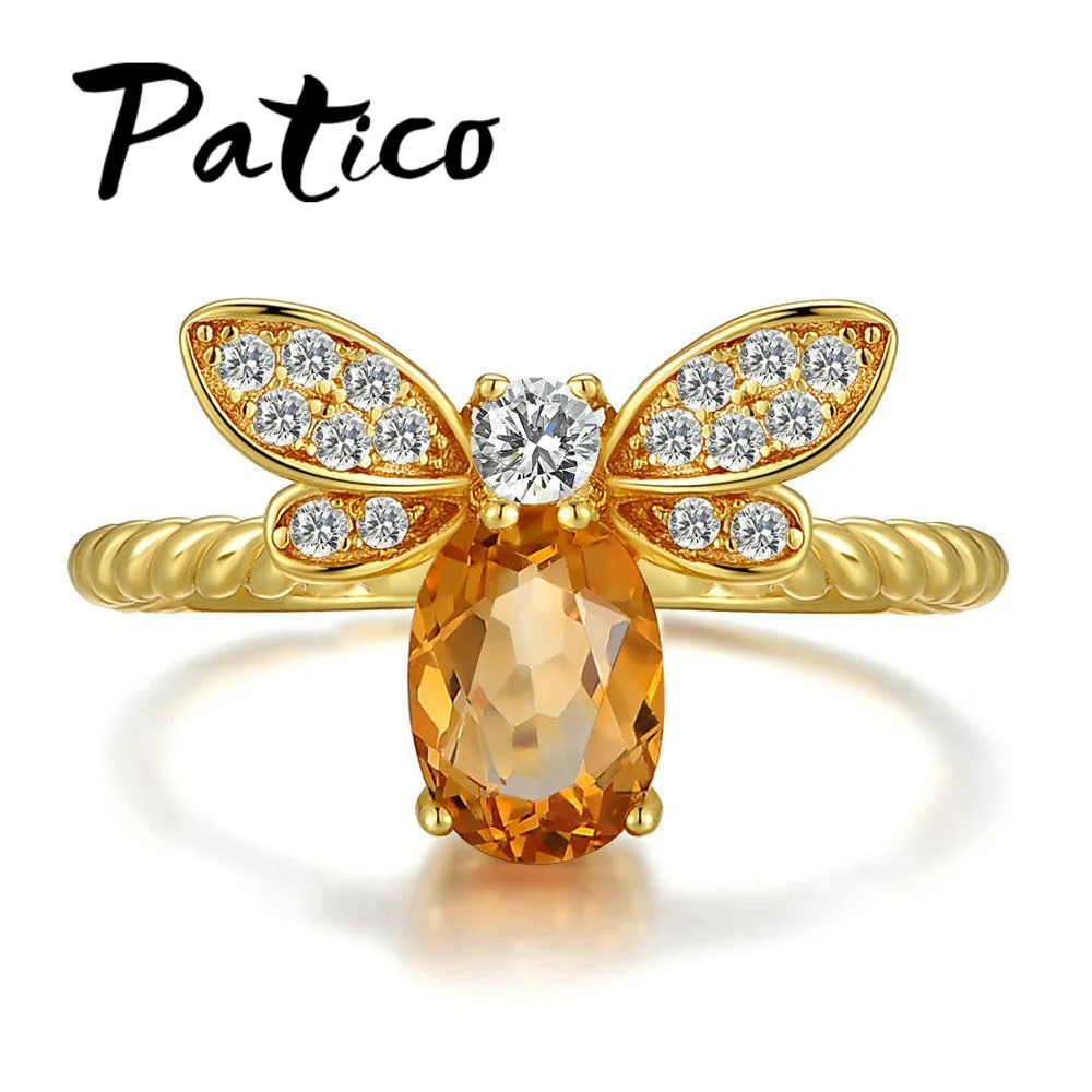 New Fashion Ring Crystal Bee Rings For Women Gold Color Open Adjustable Design Jewelry Gift Knuckle Finger | Украшения и