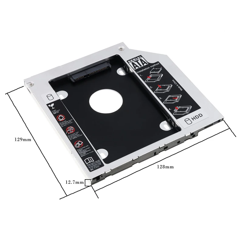 Kebidu Алюминиевый металлический 2 й HDD Caddy 12 7 мм SATA 3 0 коробка для жесткого диска 5