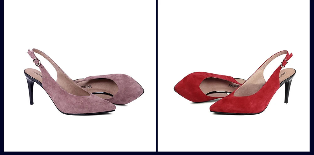 SOPHITINA Comfortable Kid Suede Sandals Fashion Shallow Sexy Pointed Toe Shoes New Hot Sale High Thin Heel Women's Sandals SC139