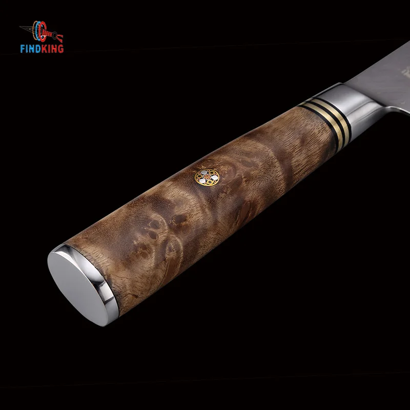 FINDKING AUS-10 Дамасская сталь Sapele с деревянной ручкой с узором стрелы дамасский нож 7 дюймов нож Santoku 67 слоев кухонные ножи