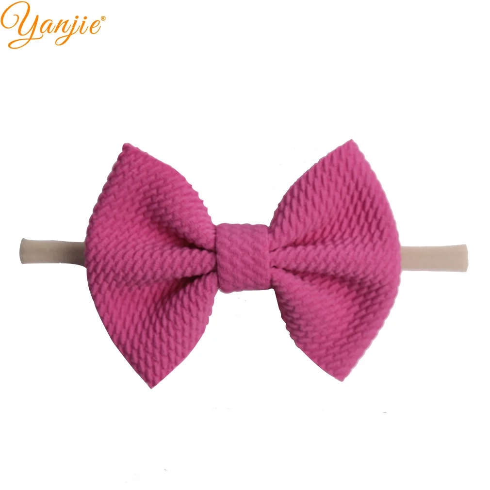 mauve 1 шт., вафельный бант из нейлона для девочек 4 дюйма, повязка на голову, Детская повязка на голову, эластичная нейлоновая повязка на голову с бантом, повязка для волос, аксессуары для волос, Лидер продаж года - Цвет: mauve