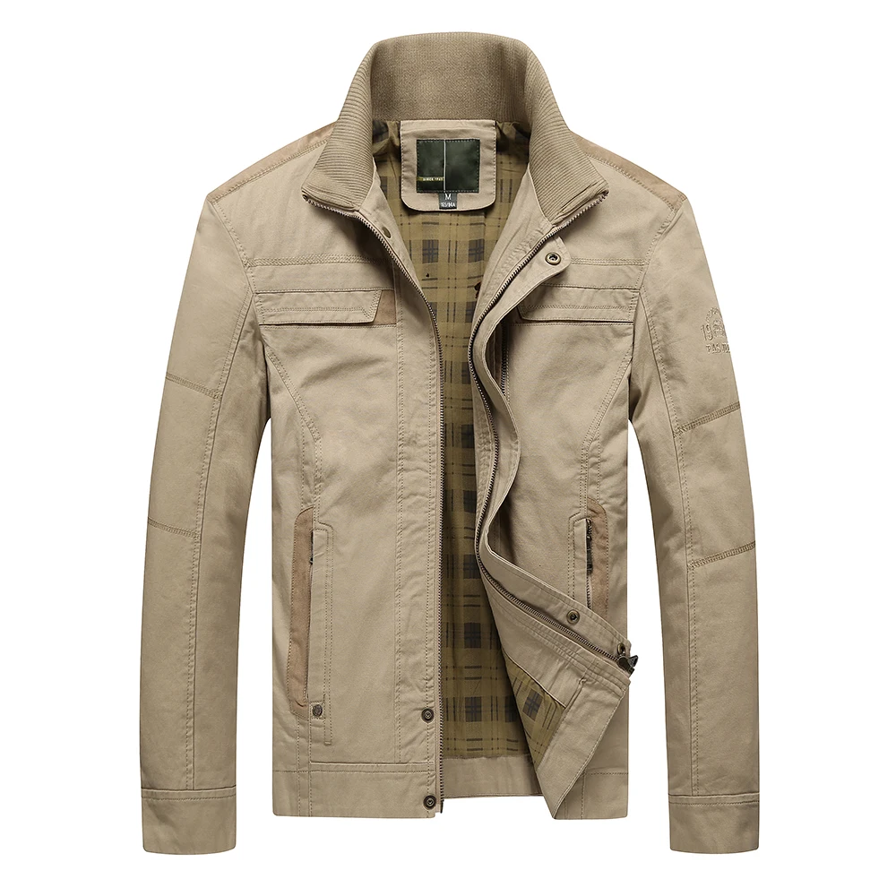Light Khaki Весенне-осенние хлопковые военные армейские куртки, мужские пальто с несколькими карманами, ветровка, Куртка карго, мужская куртка-бомбер, hombre - Цвет: Light Khaki